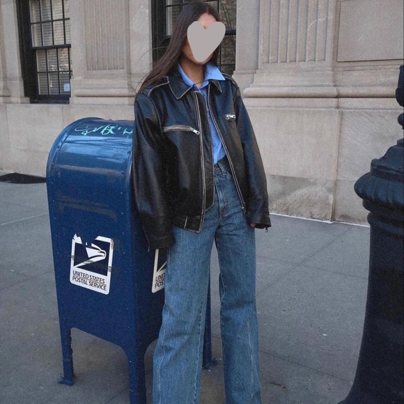 Source Unknown FADED LEATHER JACKET, BLACK - M - Picture 11 of 12